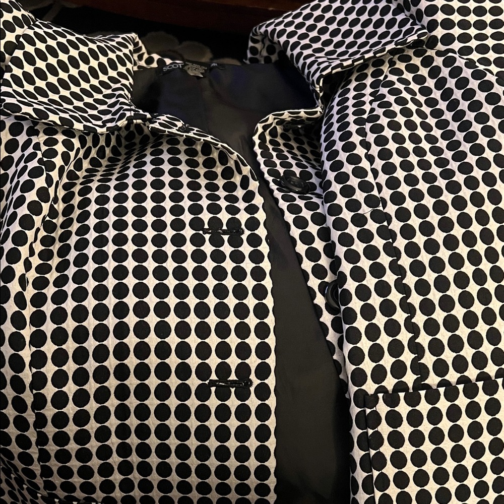 Scott Taylor Black and White Polka Dot Coat
